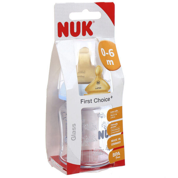 Bình sữa thủy tinh, núm cao su cổ rộng 120ml