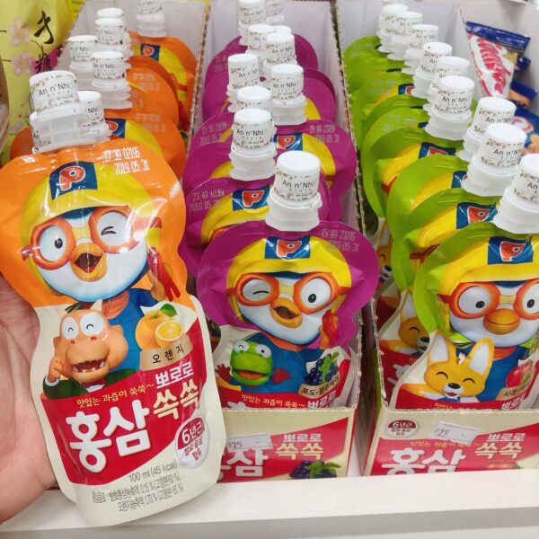 Nước uống hồng sâm trái cây Pororo Hàn Quốc 100ML