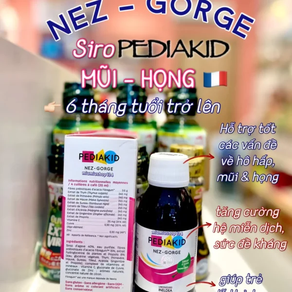PediaKid Nez-Gorge Mũi Họng Cho Bé Của Pháp