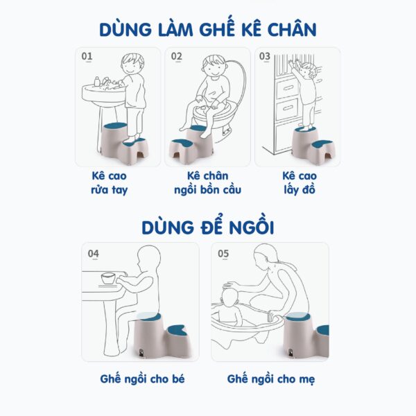Ghế bậc Holla xanh và hồng cho bé