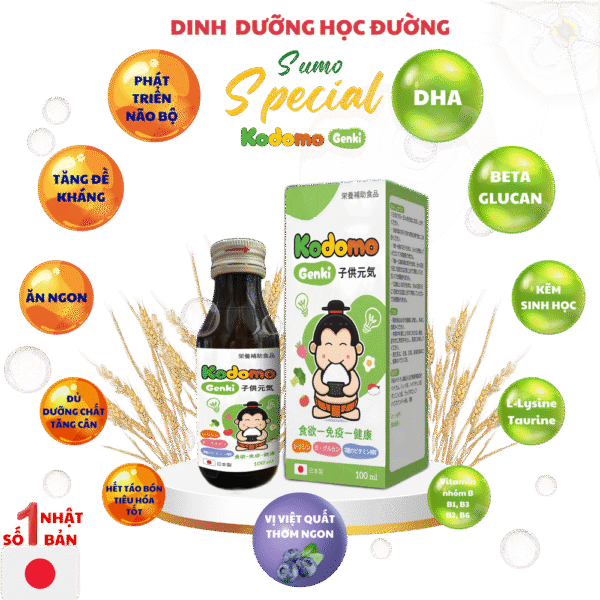 KODOMO GENKI NHẬT BẢN CHAI 100ML- DINH DƯỠNG HỌC ĐƯỜNG NHẬT BẢN