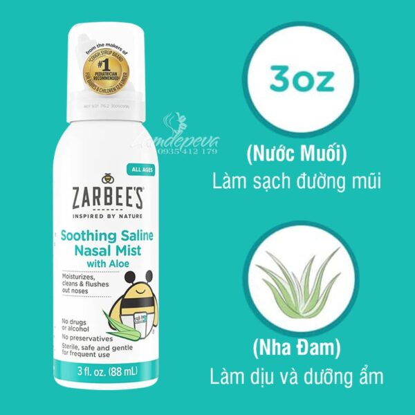 XỊT MŨI ZARBEE'S NATURALS NHA ĐAM 88ML