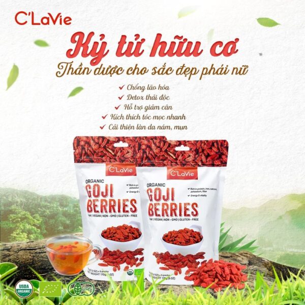 Kỷ tử hữu cơ C’lavie 170g (34gx5 gói)