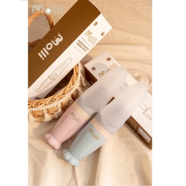 Bình Thìa Ăn Dặm Silicon Molli Dung Tích 90ml Hỗ Trợ Uống Sữa, Ăn Bột An Toàn Tiện Lợi cho bé