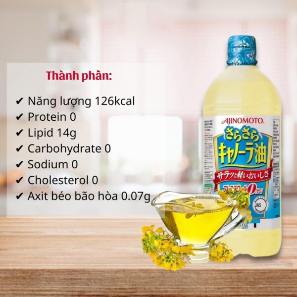 Dầu ăn hoa cải Ajinomoto JOYL không cholesterol 1000g