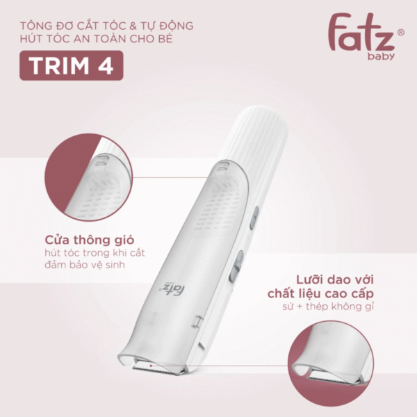 Tông đơ cắt tóc và tự động hút tóc an toàn cho bé Trim 4 – FB7901HB
