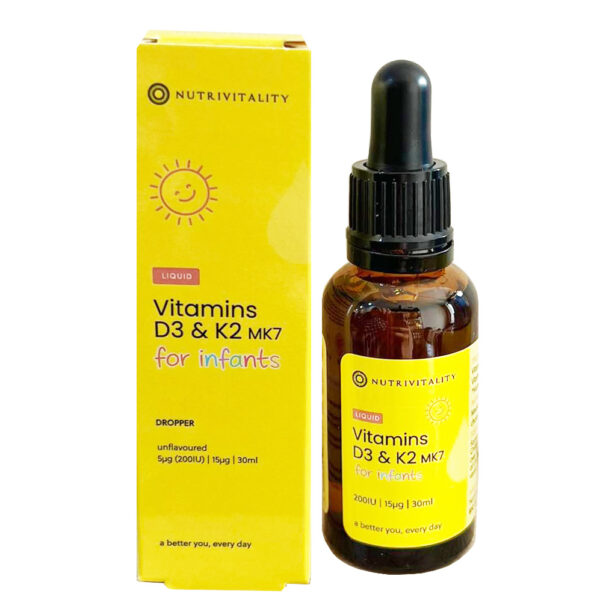 Vitamin D3 K2 MK7 Nutrivitality nội địa Anh lọ 30ml cho bé