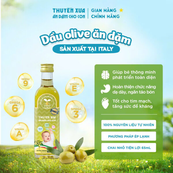Dầu oliu Thuyền Xưa ăn dặm cho bé chai 65 ml (từ 6 tháng)