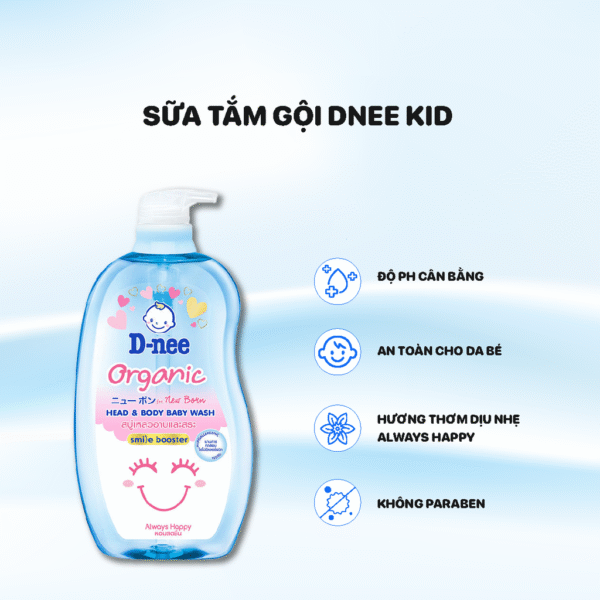 Sữa Tắm Gội Dnee Organic Kid Thái Lan (C/380ml) Xanh Dương