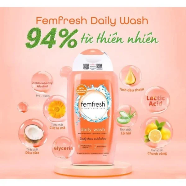Dung dịch vệ sinh phụ nữ Femfresh Daily Wash làm sạch, khử mùi hôi, làm thơm vùng kín (250ml)