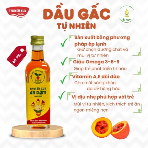 Dầu Gấc Tự Nhiên Thuyền Xưa Ăn Dặm Cho Con 65ml