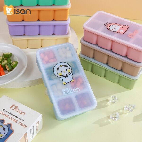 Khay Trữ Đông Misan 8 Ô Hộp Trữ Đông Đồ Ăn Dặm Có Nắp Đậy Chống Trào Tạo Hình Ngộ Nghĩnh