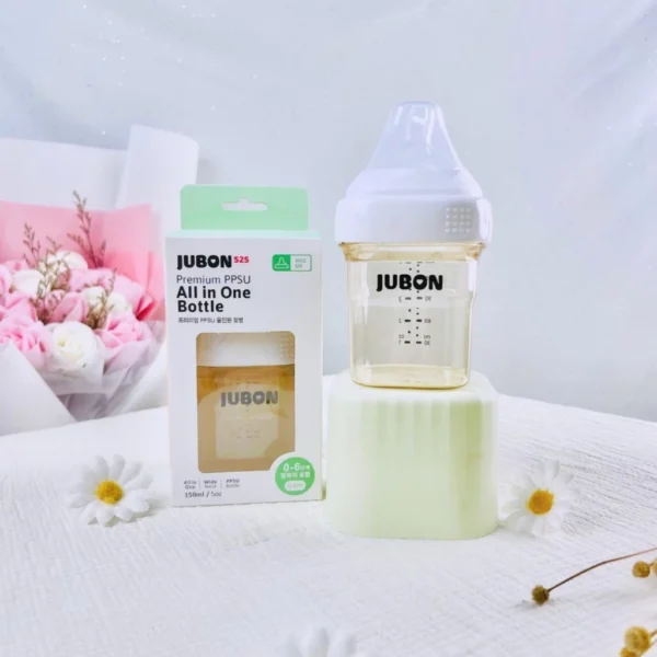 Bình sữa Jubon PPSU cổ vuông,núm siêu mềm cho bé size 150ml