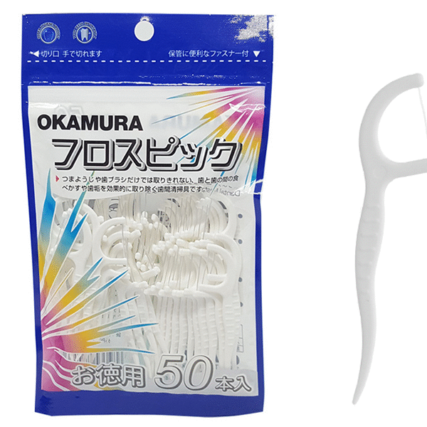 Tăm chỉ nha khoa Okamura 734503 gói 50 cây Chăm sóc răng miệng Tăm, chỉ nha khoa