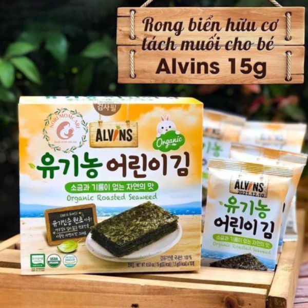 Rong biển hữu cơ tách muối cho bé Alvins (15g)