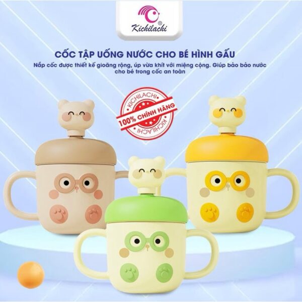 Kichilachi cốc tập hút hình gấu siêu dễ thương