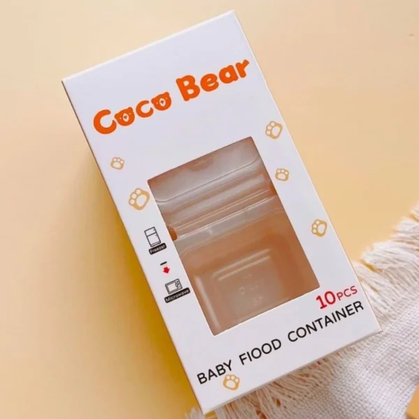 Set Hộp Trữ đông COCO BEAR Chịu Nhiệt, 50ml,  Trữ Dashi, Đồ Ăn Dặm Cho Bé An Toàn, Tiện Lợi