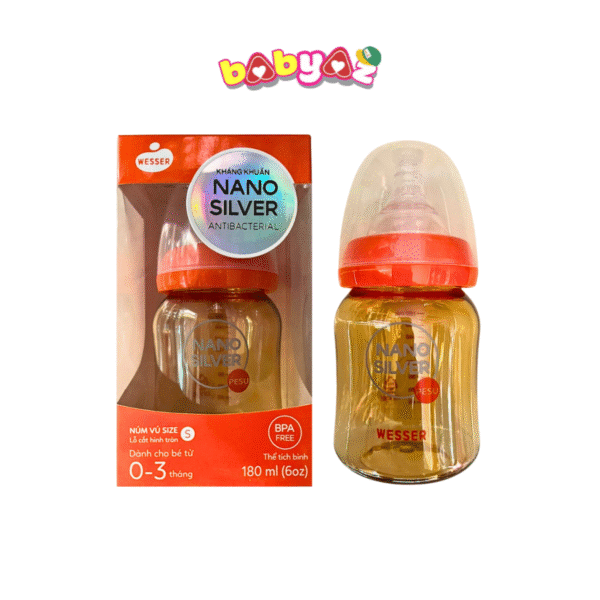 Bình Sữa Wesser Cổ Rộng Nano Silver Bình Sữa Cho Bé Sơ Sinh và Bé Lớn Công Nghệ Nano Bạc Kháng Khuẩn