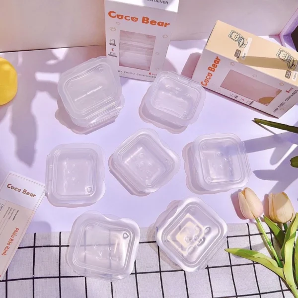 Set Hộp Trữ đông COCO BEAR Chịu Nhiệt,100ml, Trữ Dashi, Đồ Ăn Dặm Cho Bé An Toàn, Tiện Lợi