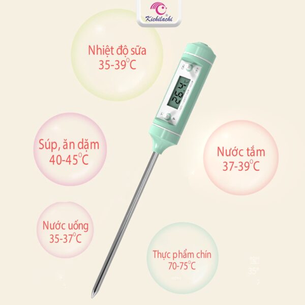Que Đo Nhiệt Độ Sữa, Đo Nhiệt Độ Nước Tắm, Nhiệt Kế Điện Tử Kichilachi Cho Bé