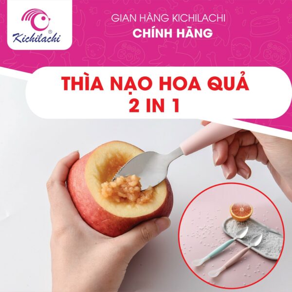 Thìa nạo hoa quả Kichi 2 trong 1 có hộp đựng