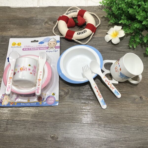 BỘ BÁT KÈM CỐC THÌA DĨA CHỐNG ĐỔ CUTE DUCK
