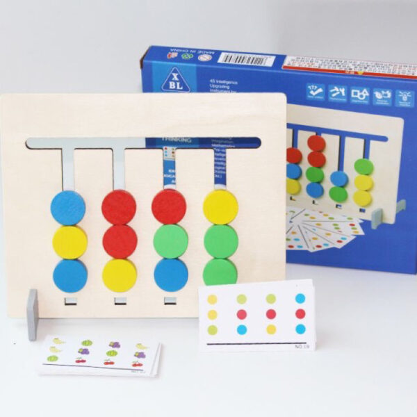 Đồ chơi gỗ thông minh cho bé, tư duy logic toán học montessori 4 màu theo thẻ