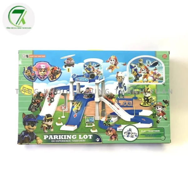 Đồ chơi chó cứu hộ Paw Patrol và mô hình lắp ráp cầu trượt và bãi đỗ xe Parking Lot