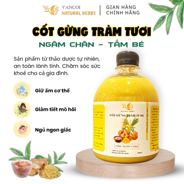 Cốt gừng tràm trà làm nước tắm, ngâm chân, giữ nhiệt cơ thể, giảm rôm sẩy, mẩn ngứa 500ml