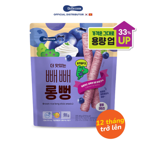 Bánh gạo lứt thanh dài vị việt quất BeBecook