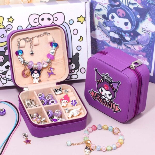 Vòng Charm nhiều chi tiết họa tiết Kuromi xinh xắn full bộ gồm dây chuyền, vòng tay hợp kim đẹp, an toàn cho bé