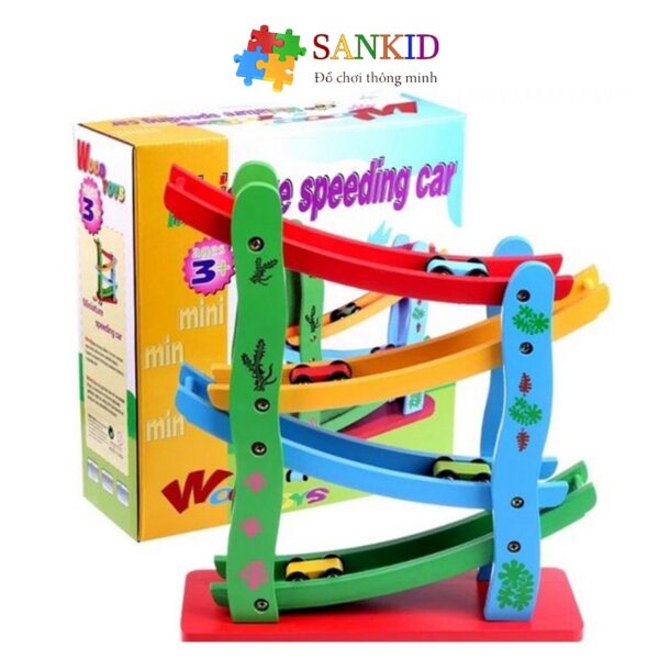 Đồ Chơi Gỗ Xe Cầu Trượt 4 Tầng Cho Bé