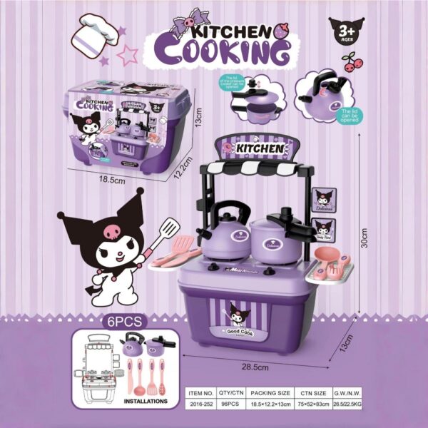 Bộ đồ chơi Kuromi: bộ ấp, nồi nấu ăn nhà bếp