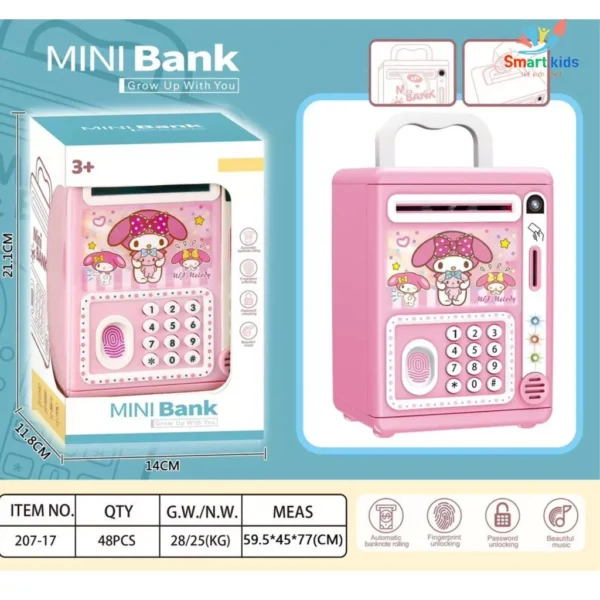 Đồ chơi két sắt melody mini sử dụng mật khẩu, vân tay, đồ chơi két sắt tiết kiệm, máy ATM cho trẻ