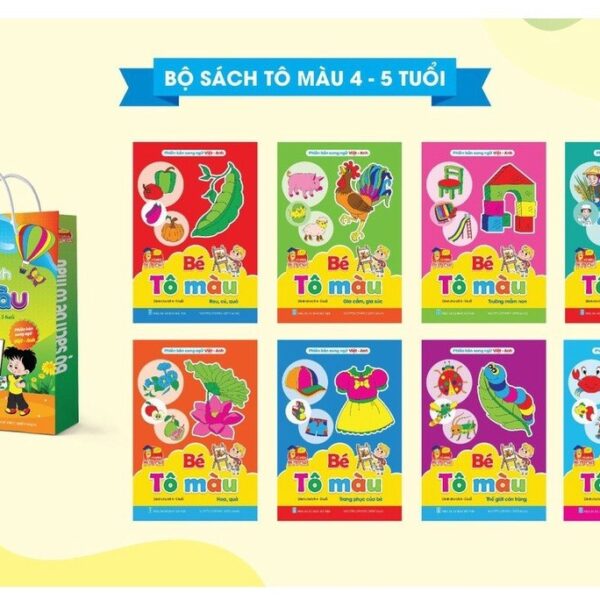Bộ Sách Tô Màu phiên bản song ngữ Việt-Anh - Dành cho bé từ 4-5 tuổi (Túi 8 cuốn)