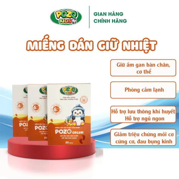Miếng dán giữ nhiệt thảo dược PozoOrgani giúp giữ ấm, hỗ trợ ngủ ngon cho bé và người lớn