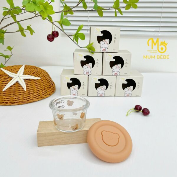 Hũ thuỷ tinh nắp thiếc MUMBEBE 120ml chia vạch ML làm sữa chua, hấp bánh, trữ đồ ăn dặm cho bé