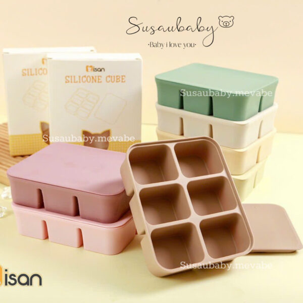 Khay trữ đông đồ ăn dặm silicone Misan cho bé chất liệu an toàn 6 ô