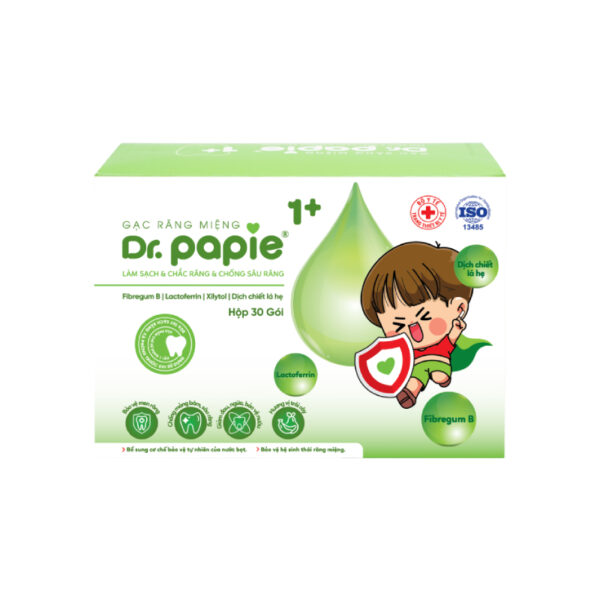 Gạc DR.PAPIE vệ sinh răng miệng cho bé 1+ hộp 30 gói