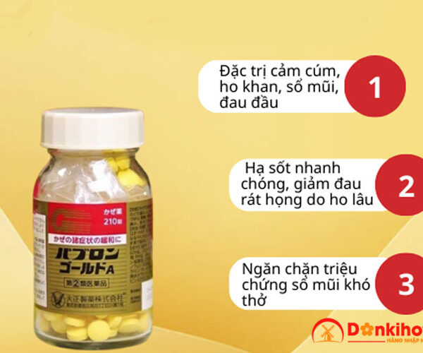 Thực phẩm chức năng Thuốc cảm cúm Taisho Pabron Gold 210 viên của Nhật Bản