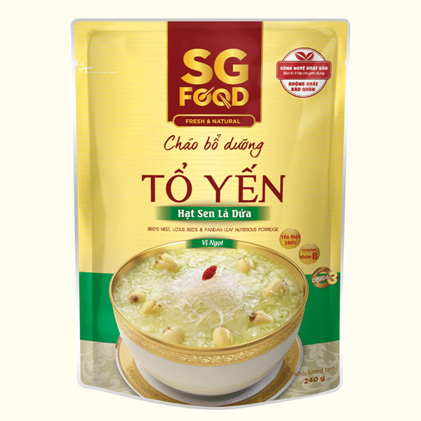 Cháo bổ dưỡng tổ yến hạt sen lá dứa, SG Food, 240g