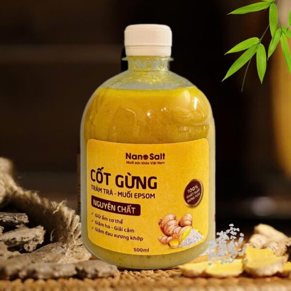 Cốt gừng tràm trà muối Epsom, nước cốt pha tắm cho bé và ngâm chân cho cả gia đình, chai 500ml