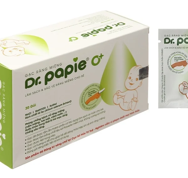 Hộp 10 góiGạc rơ lưỡi DR.PAPIE Vệ sinh răng miệng nướu an toàn cho bé
