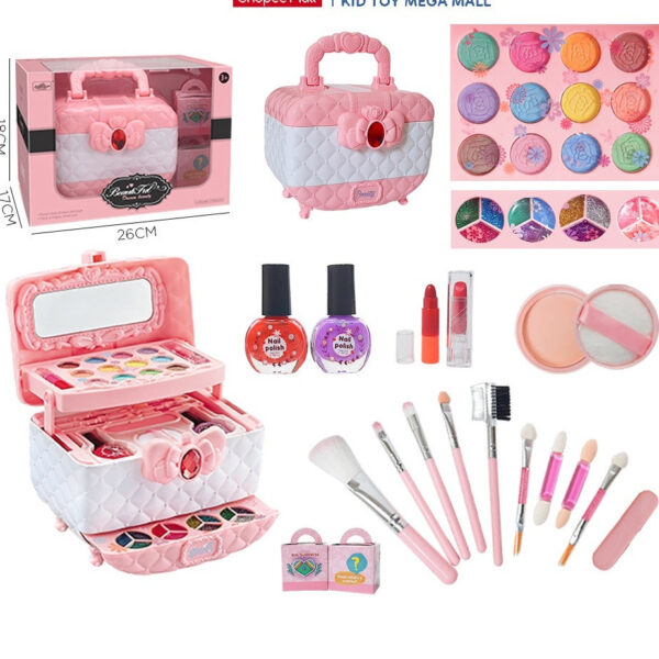 Bộ Đồ chơi vali trang điểm 3 Tầng cho bé gái, cốp trang điểm 3 Tầng cao cấp- makeup thật- dễ làm sạch- an toàn cho bé