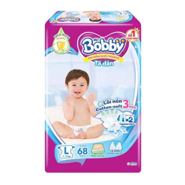 Tã dán Bobby size L 68 miếng (cho bé 9 - 13kg)