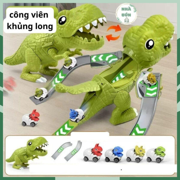 Đồ Chơi Khủng Long Ôm Xe, Cầu Trượt Khủng Long Bạo Chúa