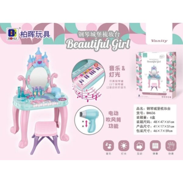 Đồ Chơi Bàn Trang Điểm Loại To Cho Bé Kèm Ghế, Đàn Piano