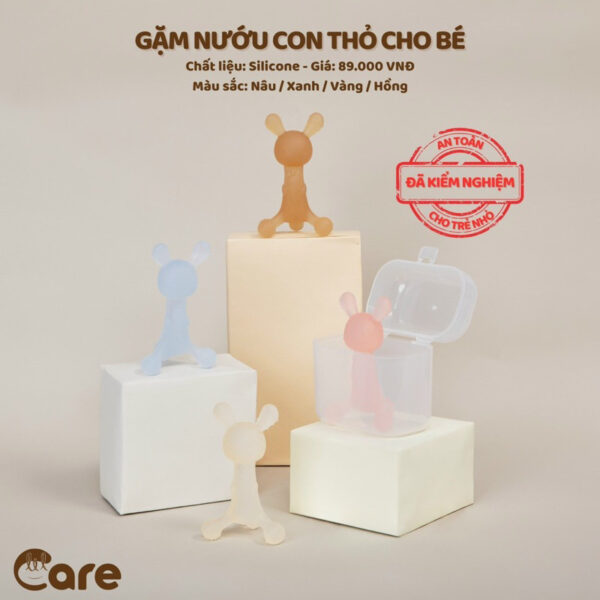 Gặm nướu cho bé sơ sinh hình thỏ cầm tay chất liệu silicone cao cấp