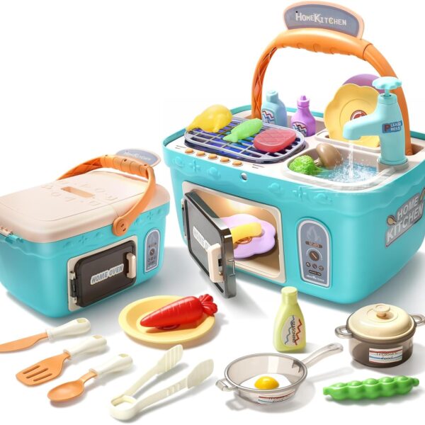 Đồ chơi tủ bếp nướng BBQ đi picnic có vòi nước bồn rửa dùng pin cho bé