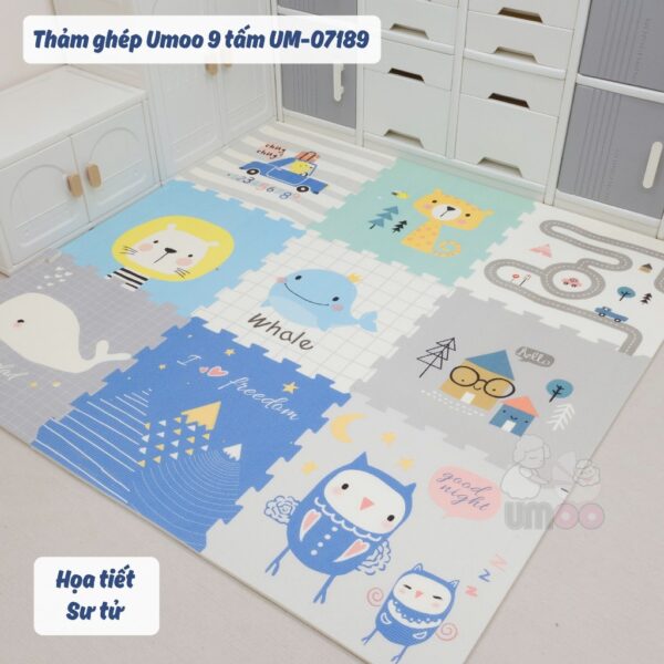 Thảm ghép gấp gọn 9 tấm Umoo cho bé thoải mái vui chơi